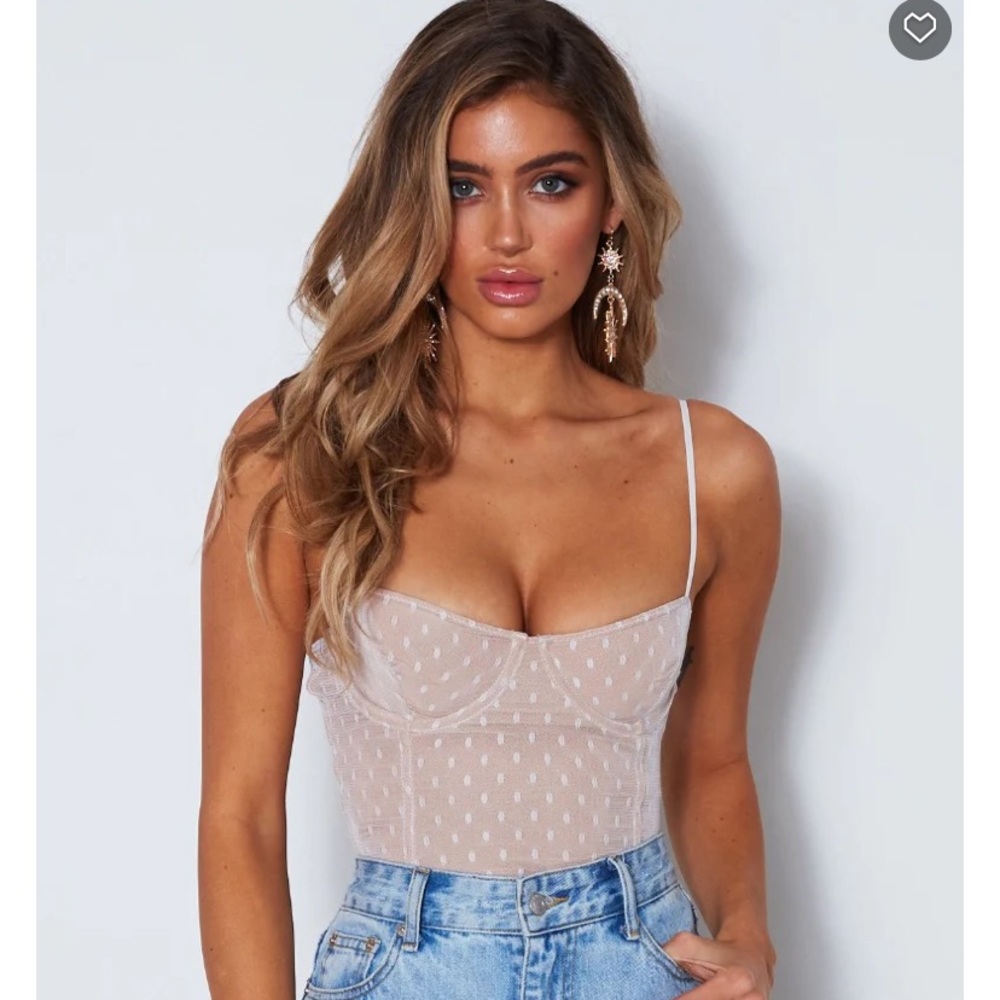 No Looking Back white polka dot bodysuit. NWT